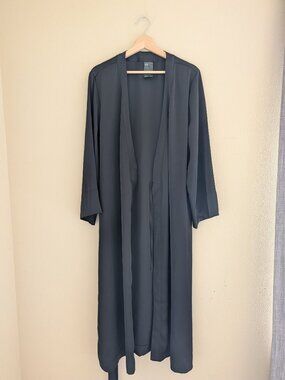 NWOT H&M Satin Black Long Sleeve Open Front Maxi Bathrobe Robe Size M/L